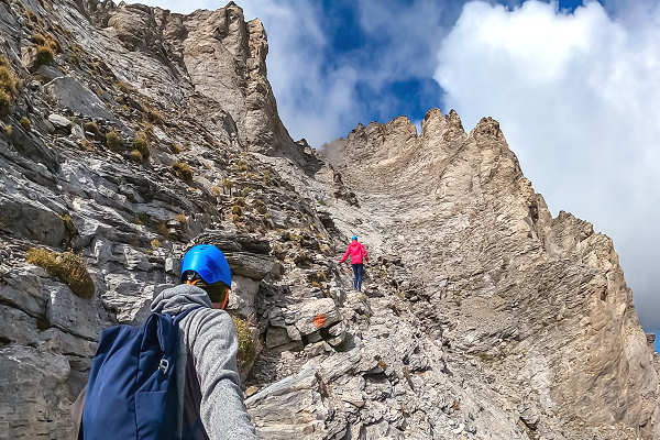 Aufstieg zum Mytikas, dem höchsten Gipfel des Olymps in Griechenland