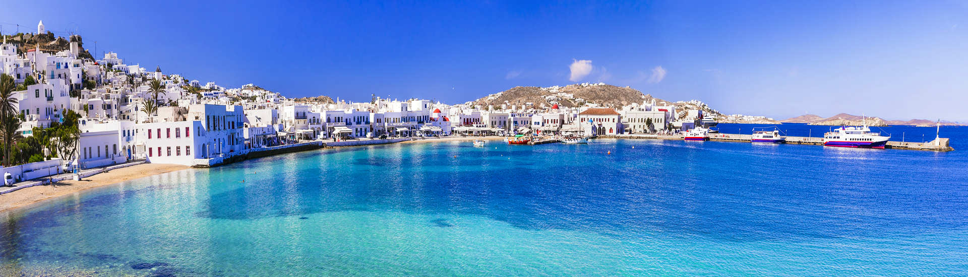 Inselhüpfen auf den Kykladen – Blick auf Mykonos