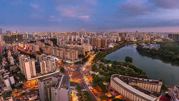 Die Hauptstadt Haikou auf Hainan der tropischen Insel von China