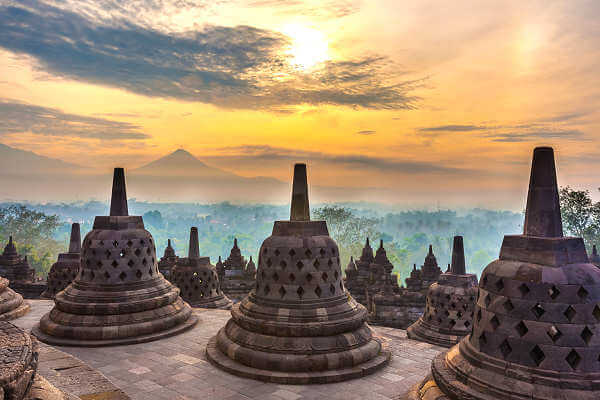 Candi Borobudur Tempelanlage in Yogyakarta auf der Insel Java von Indonesien