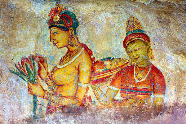 Die Fresken der Wolkenmädchen am Löwenfelsen Sigiriya