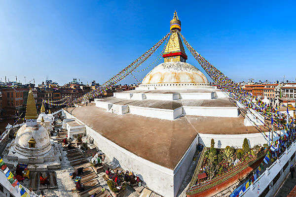 Der Stupa Bodnath ist ein heiliger Ort der Buddhisten in Nepal